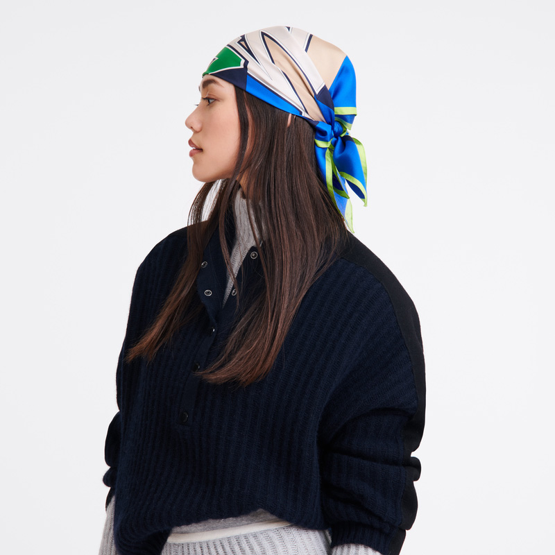 Longchamp | University Silk scarf 70 Electric Blue - Silk | Electric Blue