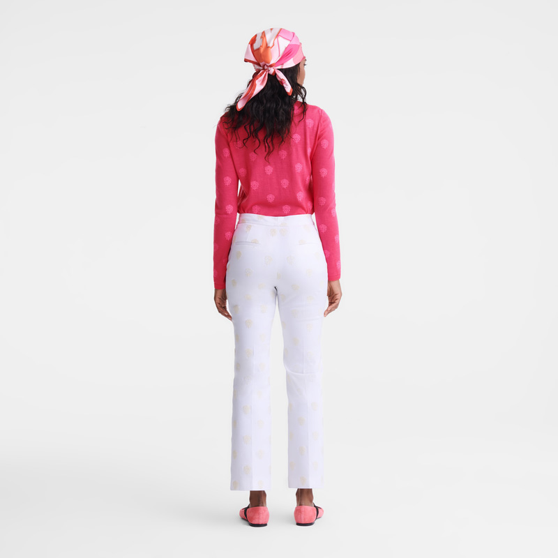 Longchamp | Round neck sweater Pink - Embroidered knit | Pink