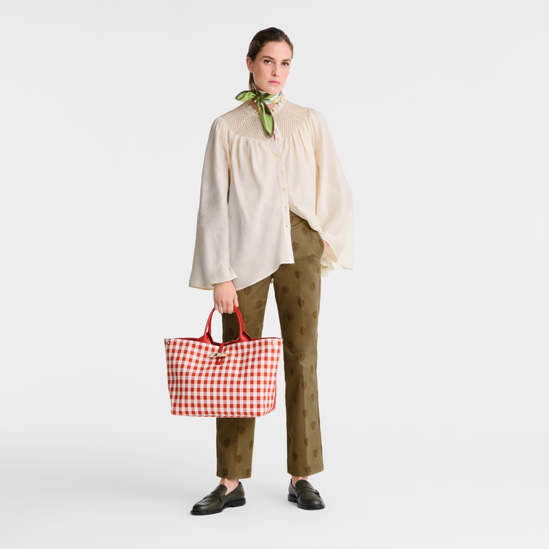 Longchamp | Le Roseau L Handbag Bark - Canvas | Bark