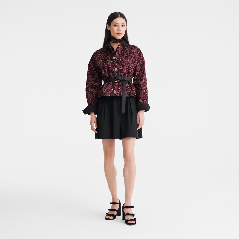 Longchamp | Jacket Eggplant - Printed gabardine | Eggplant