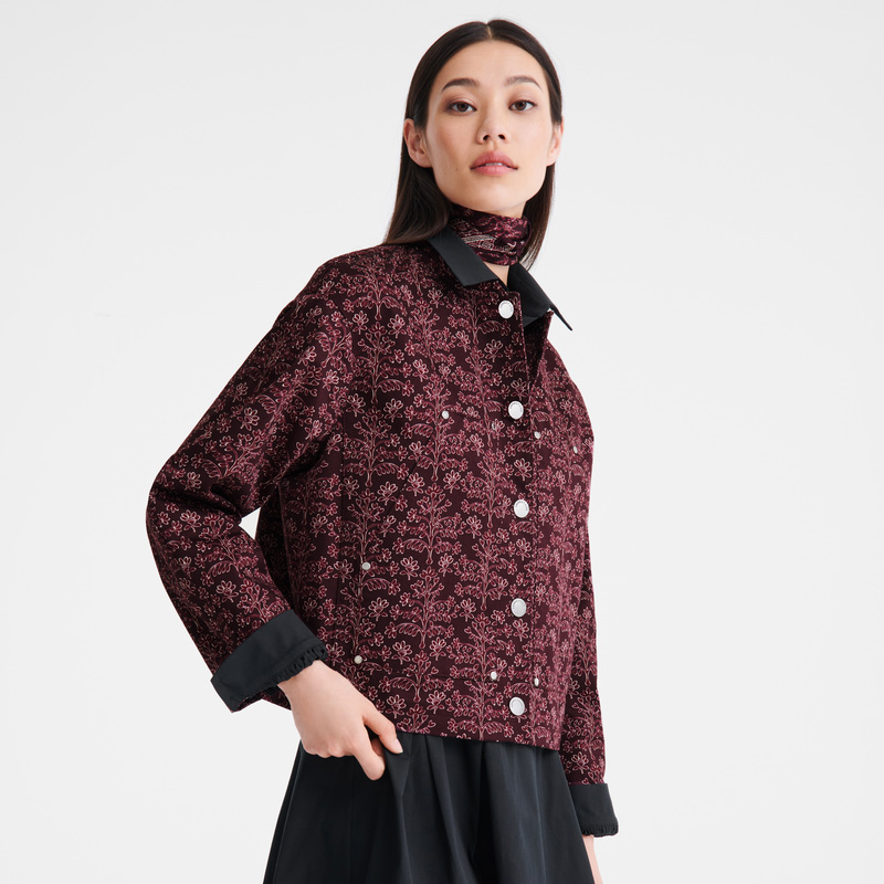 Longchamp | Jacket Eggplant - Printed gabardine | Eggplant