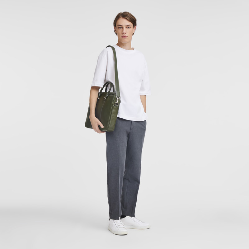 Longchamp | Le Foulonné S Briefcase Khaki - Leather | Khaki