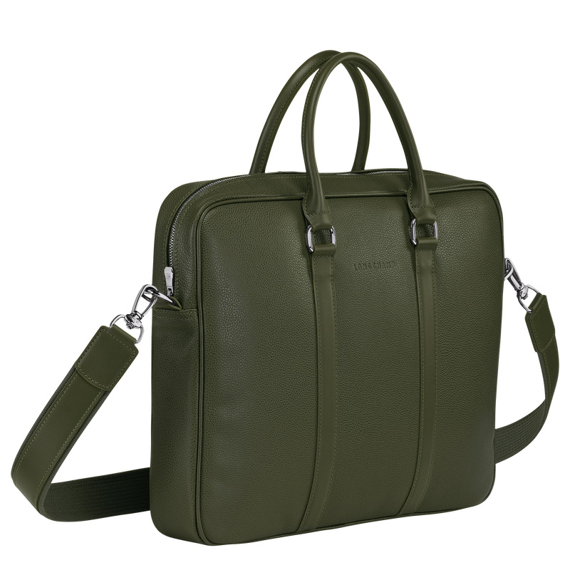Longchamp | Le Foulonné S Briefcase Khaki - Leather | Khaki