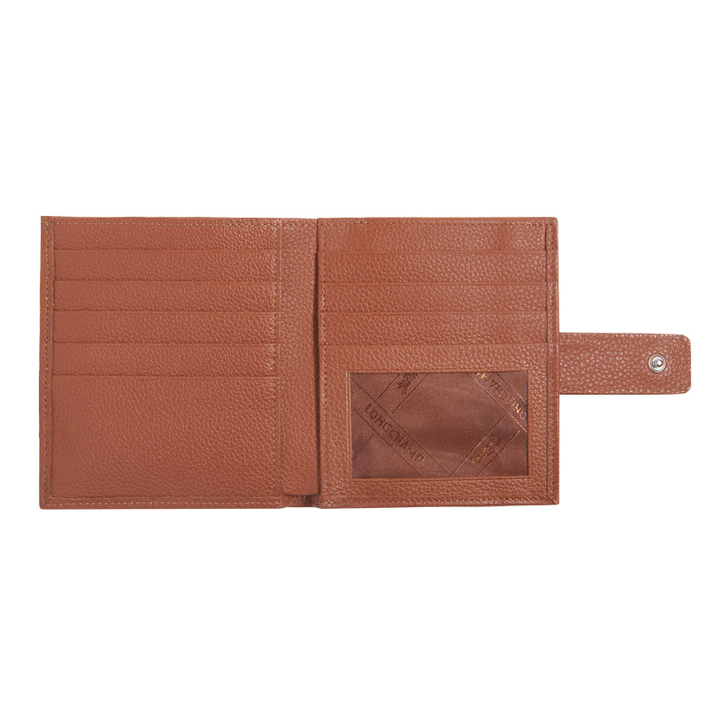 Longchamp | Le Foulonné Compact wallet Caramel - Leather | Caramel