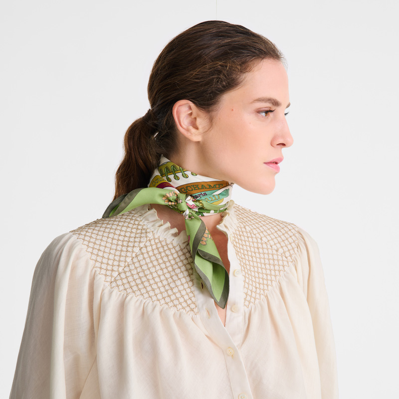 Longchamp | In the Vegetable Garden Silk scarf 70 Laurel - OTHER | Laurel