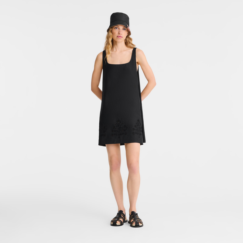 Longchamp | Dress Black - Embroidered canvas | Black