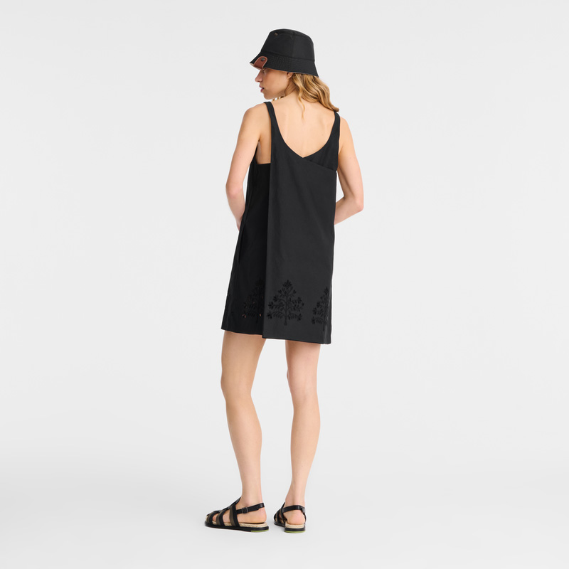 Longchamp | Dress Black - Embroidered canvas | Black