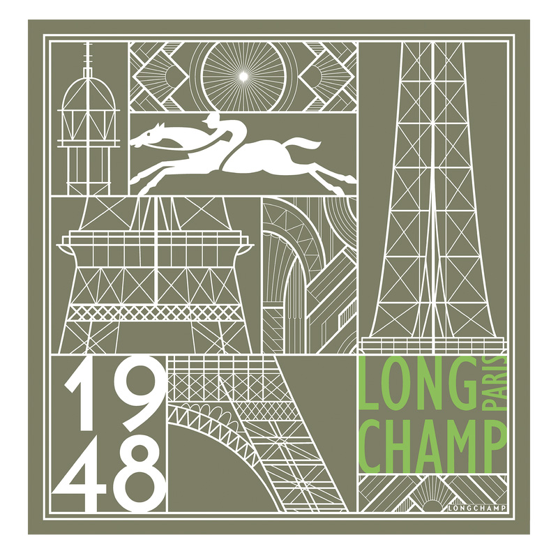 Longchamp | Eiffel Tower 1948 Silk scarf 50 Artichoke - OTHER | Artichoke