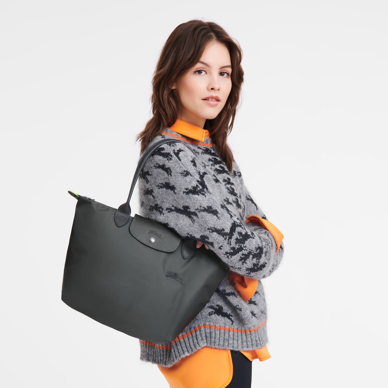Longchamp | Le Pliage Green M Tote bag Graphite - Recycled canvas | Graphite
