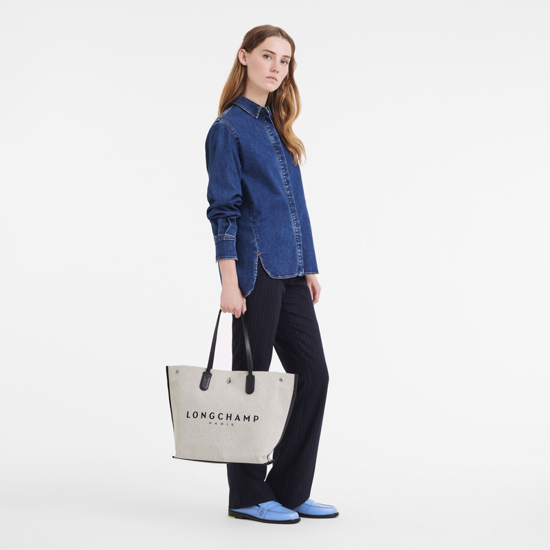 Longchamp | Essential L Tote bag Ecru - Canvas | Ecru