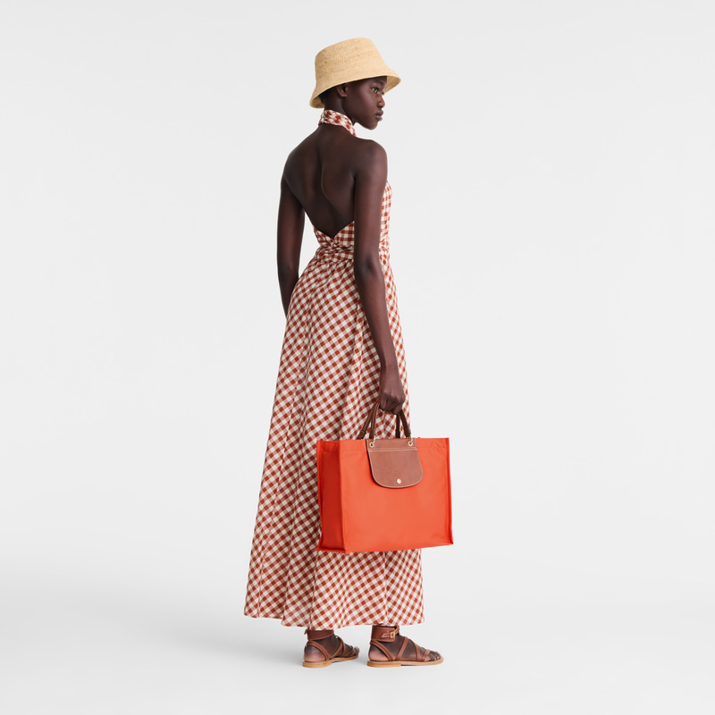 Longchamp | Cabas L Tote Bag Carrot - Canvas | Paprika