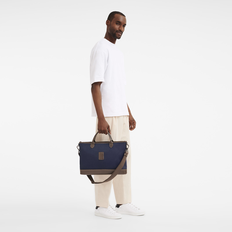 Longchamp | Boxford S Briefcase Blue - Recycled canvas | Blue