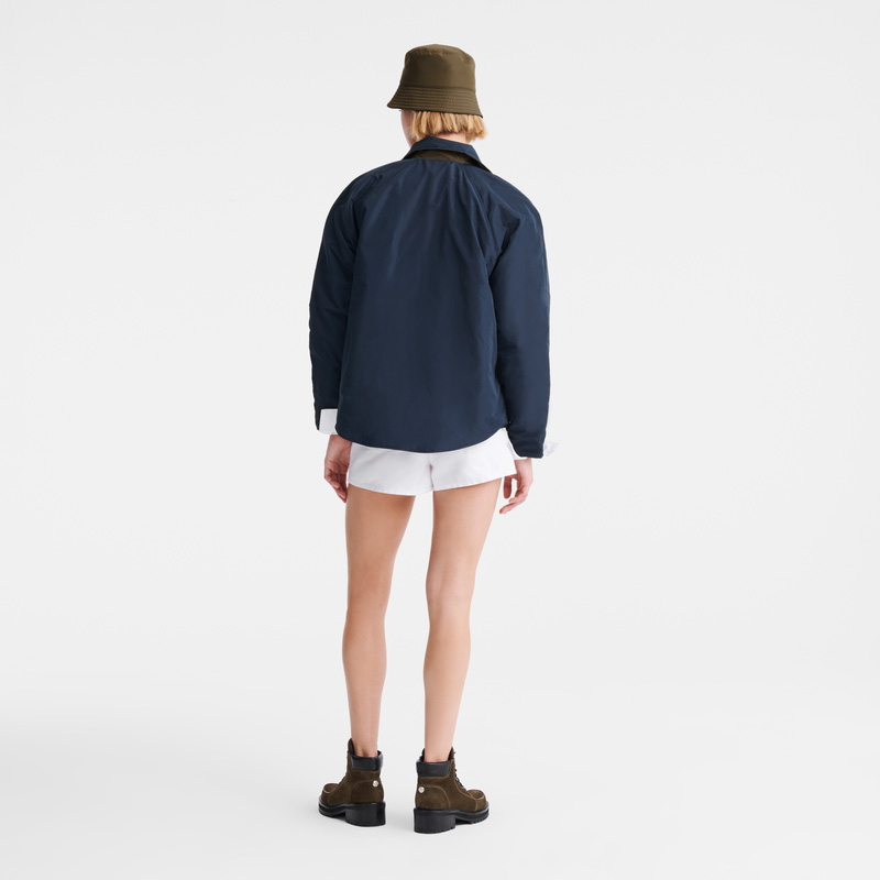 Longchamp | Padded blouson Navy/Artichoke - Technical taffeta | Navy/Artichoke