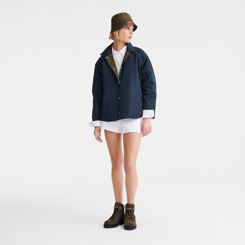 Longchamp | Padded blouson Navy/Artichoke - Technical taffeta | Navy/Artichoke