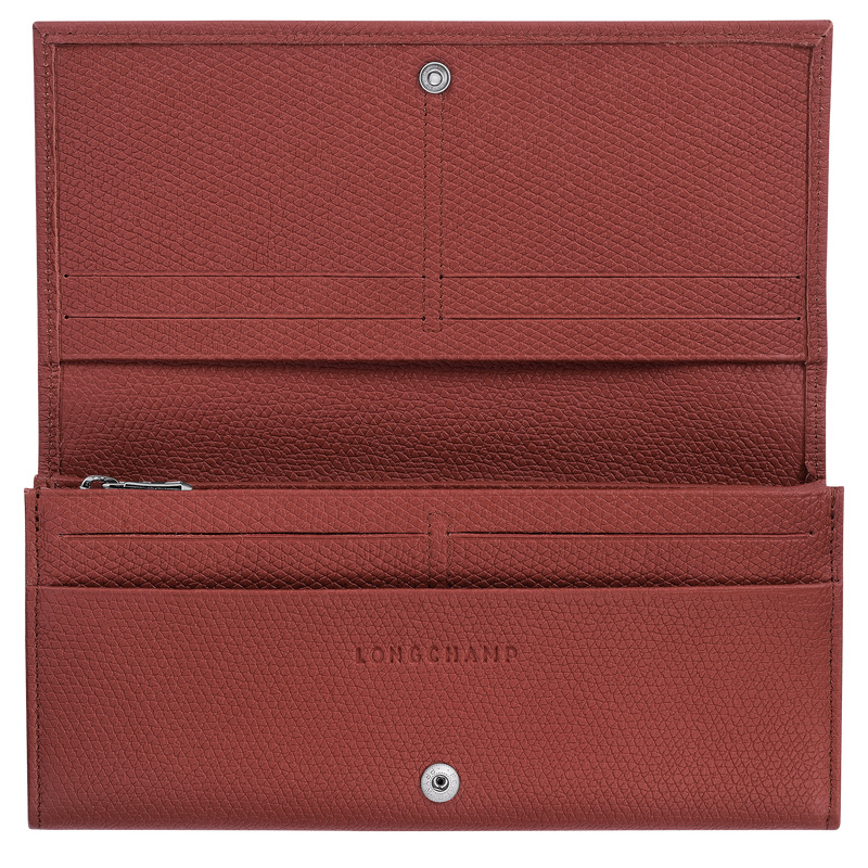 Longchamp | Le Roseau Flap wallet Chestnut - Leather | Chestnut